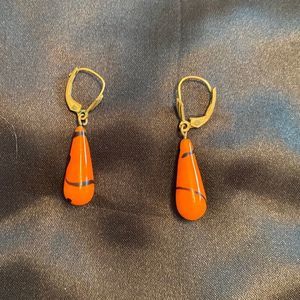Vintage 60s Orange Drop Earrings - Swifty Alert - ORANGE